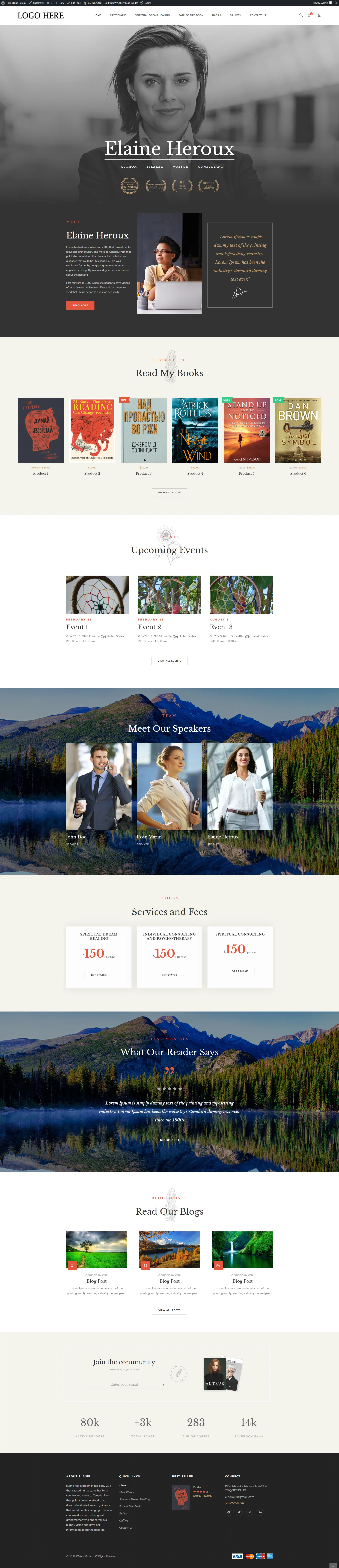 Elaine Heroux website design